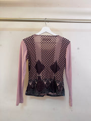 Fitche Mesh Geometric Pink Top