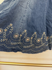 Midi Beaded Denim Skirt