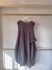 Brown Cap-sleeved Bubble Asymmetrical Long Dress