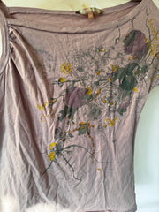 Fcuk Jeans mauve asymmetrical floral sequin t-shirt