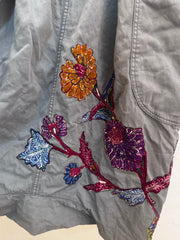Grey Harem Pants with Floral embroidery