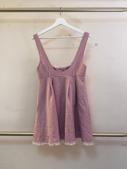 Pink Sleeveless Pinafore with Lace