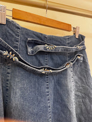 Midi Beaded Denim Skirt
