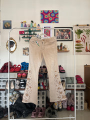 Velvet embroidered trousers