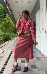 Floral pink tie up top