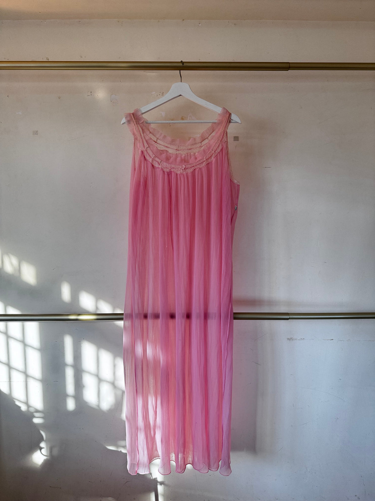 Edel Form Pink Woven Lace Mesh Slip Dress