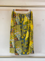 Yellow Mix Print Midi Skirt