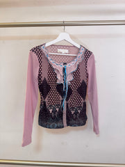 Fitche Mesh Geometric Pink Top