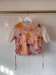 Marsa Peach Mesh Ruche Crop Top