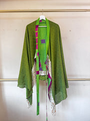 Green Geometry Wrapped Skirt