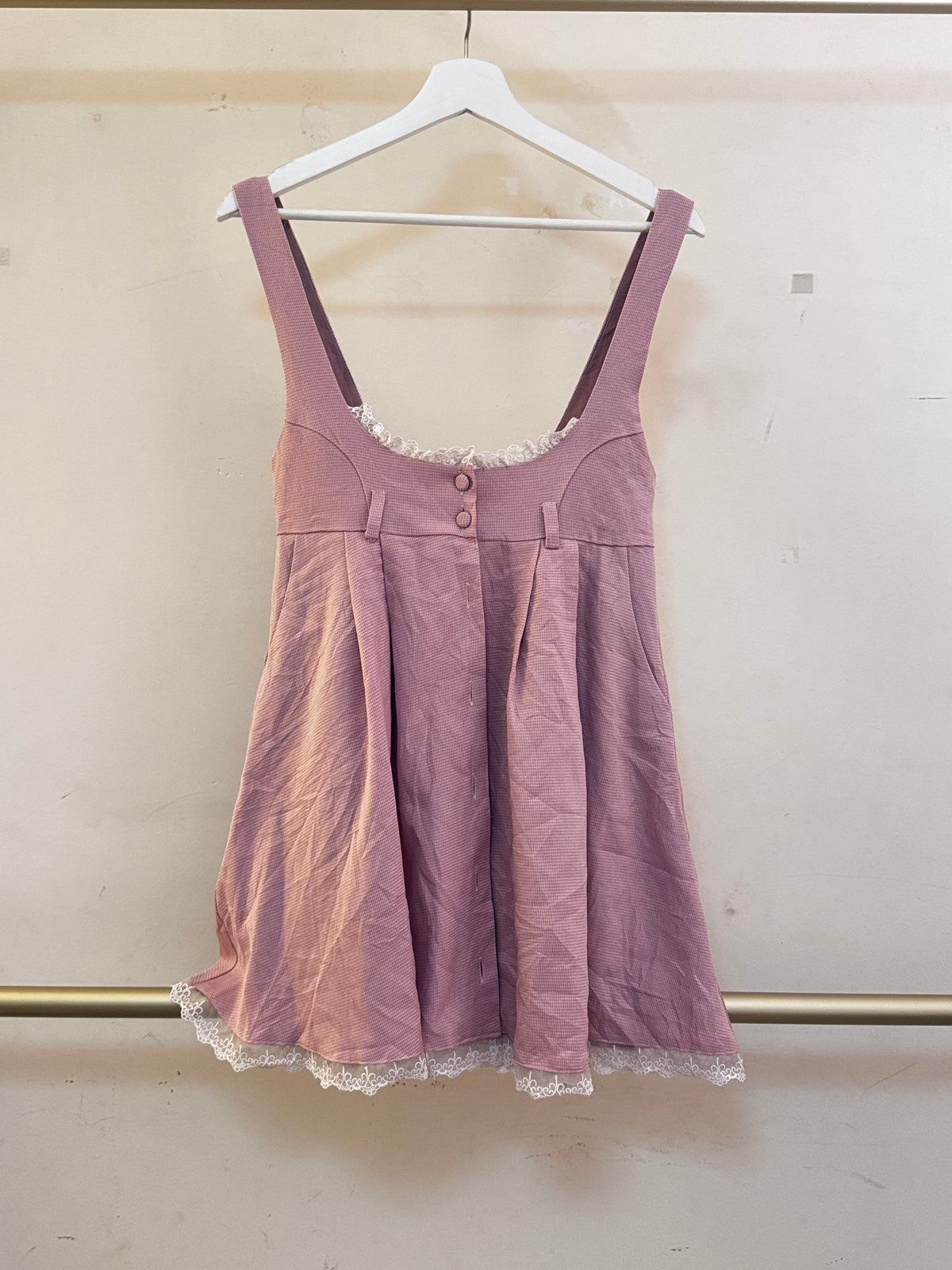 Pink Sleeveless Pinafore with Lace